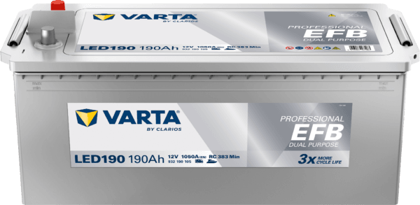 VARTA Fritidsbatteri EFB Batteri 12V 190AH 1050CCA (513x223x190/223mm) +venstre LED190