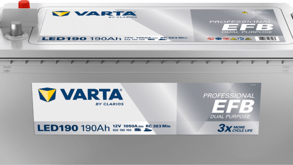 VARTA Fritidsbatteri EFB Batteri 12V 190AH 1050CCA (513x223x190/223mm) +venstre LED190