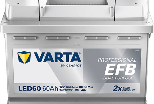 VARTA Fritidsbatteri EFB Batteri 12V 60AH 640CCA (242x175x190/190mm) +høyre LED60 (VAR-930060)