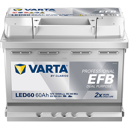 VARTA Fritidsbatteri EFB Batteri 12V 60AH 640CCA (242x175x190/190mm) +høyre LED60 (VAR-930060)